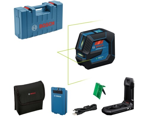Čárový křížový laser Bosch GLL 20-22 G+ LB10, Li-Ion, kufr