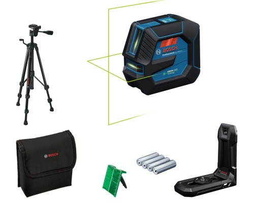 Čárový křížový laser Bosch GLL 20-22 G+ LB10 + BT150, 4xAA